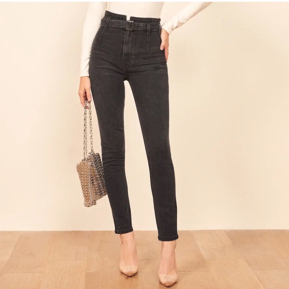 Reformation Kayo High Skinny Jeans in Eerie High Waisted Belted Denim Women’s 26